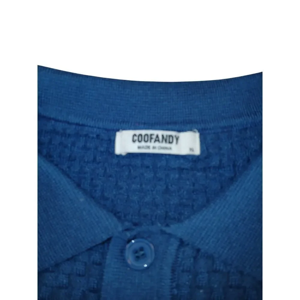 Coofandy Mens Royal Blue 3-Button Sweater - Size XL